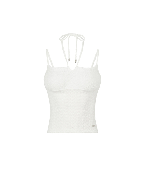 A.R.U(エイアールユー)の「LACE TIE TOP(Tシャツ/カットソー・レディース・ホワイト/ブラック/ピンク・SMALL/MEDIUM)」の1枚目の写真