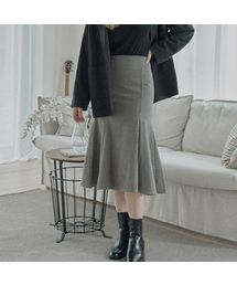 Swallow Pattern Mermaid Skirt - IVORY