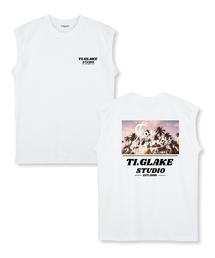 ファームツリーサンセット オーバーサイズ ノースリーブTシャツ ホワイト