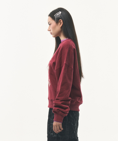 FOR THE WEATHER(フォーザウェザー)の「スタッドローズスウェットシャツ(ワイン)(スウェット・レディース・その他・ONE SIZE)」の3枚目の写真