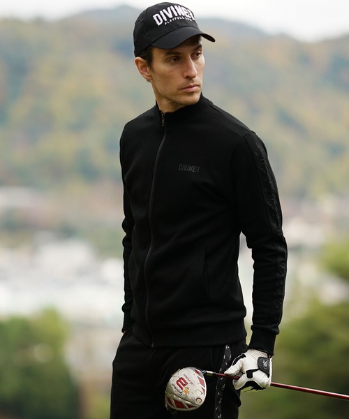 DIVINER GOLF(ディバイナー ゴルフ)の「【DIVINER GOLF】スムース袖刺繍スタンドジャケット メンズ ゴルフウェア スウェット スエット ブラック ネイビー グレー 春服 冬服(その他アウター・メンズ・ネイビー/杢グレー/ブラック・XXL/XL/L/M)」の2枚目の写真