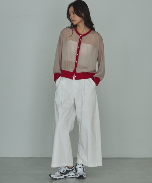 Doux archives（ドゥアルシーヴ）の「【ZOZO限定】バイカラーシアーカーディガン（カーディガン/ボレロ・レディース・ブラック/ベージュ/ブラウン・FREE）」の8枚目の写真