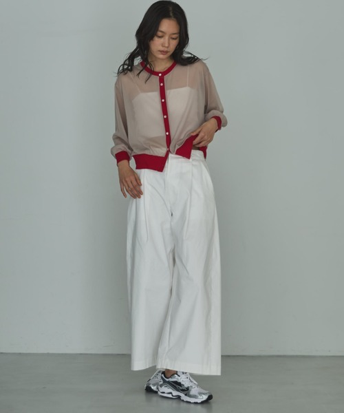 Doux archives（ドゥアルシーヴ）の「【ZOZO限定】バイカラーシアーカーディガン（カーディガン/ボレロ・レディース・ブラック/ベージュ/ブラウン・FREE）」の6枚目の写真