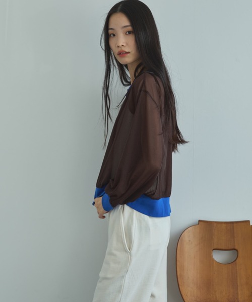 Doux archives（ドゥアルシーヴ）の「【ZOZO限定】バイカラーシアーカーディガン（カーディガン/ボレロ・レディース・ブラック/ベージュ/ブラウン・FREE）」の9枚目の写真