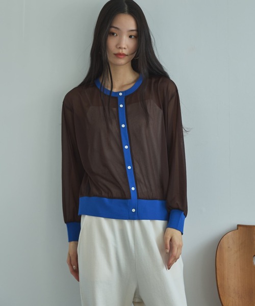 Doux archives（ドゥアルシーヴ）の「【ZOZO限定】バイカラーシアーカーディガン（カーディガン/ボレロ・レディース・ブラック/ベージュ/ブラウン・FREE）」の14枚目の写真