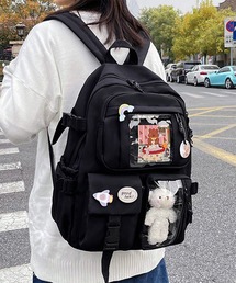 folka（フォルカ）の「12D64-MT クリアポケット付き デコレーション対応 デザインバックパック くまチャーム付（バックパック/リュック）」
