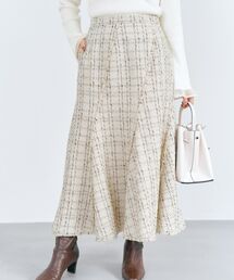 チェックツイードアシメマーメイドスカート 【低身長・小柄女性】