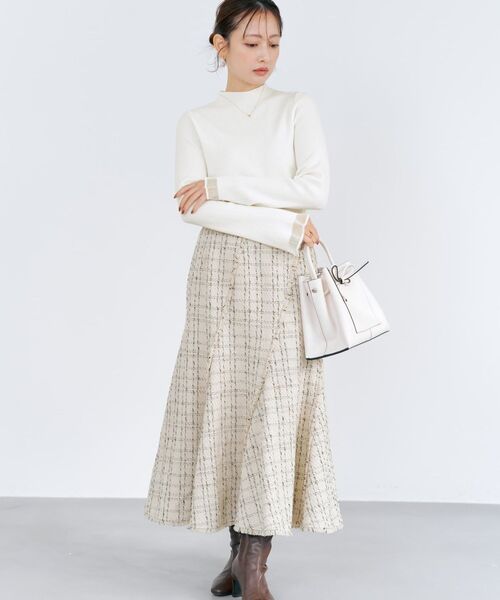COHINA(コヒナ)の「チェックツイードアシメマーメイドスカート 【低身長・小柄女性】(スカート・レディース・ブラック/ホワイト・S-Regular/XS-Regular/S-Short/XS-Short)」の4枚目の写真