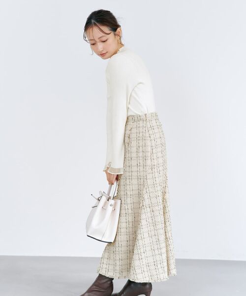 COHINA(コヒナ)の「チェックツイードアシメマーメイドスカート 【低身長・小柄女性】(スカート・レディース・ブラック/ホワイト・S-Regular/XS-Regular/S-Short/XS-Short)」の5枚目の写真