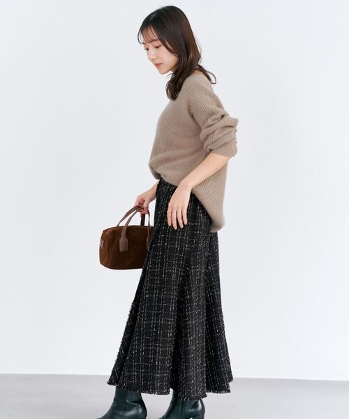 COHINA(コヒナ)の「チェックツイードアシメマーメイドスカート 【低身長・小柄女性】(スカート・レディース・ブラック/ホワイト・S-Regular/XS-Regular/S-Short/XS-Short)」の10枚目の写真