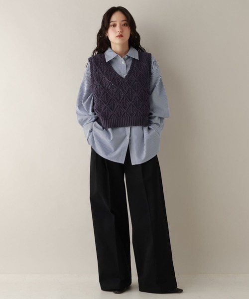 RAGEBLUE（レイジブルー）の「ダイヤ柄ニットベスト（ベスト・レディース・ネイビー/ライトグレー・FREE）」の7枚目の写真