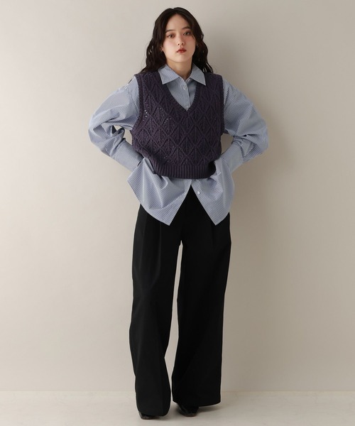 RAGEBLUE（レイジブルー）の「ダイヤ柄ニットベスト（ベスト・レディース・ネイビー/ライトグレー・FREE）」の8枚目の写真