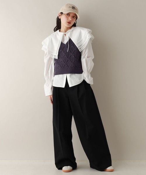 RAGEBLUE（レイジブルー）の「ダイヤ柄ニットベスト（ベスト・レディース・ネイビー/ライトグレー・FREE）」の10枚目の写真