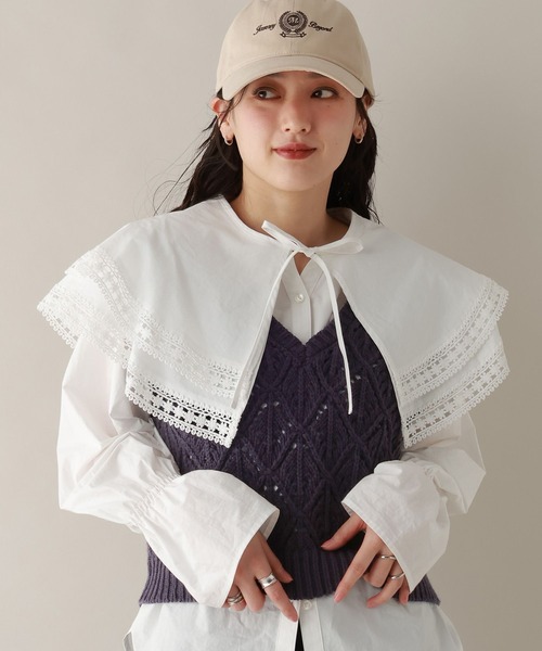 RAGEBLUE（レイジブルー）の「ダイヤ柄ニットベスト（ベスト・レディース・ネイビー/ライトグレー・FREE）」の12枚目の写真