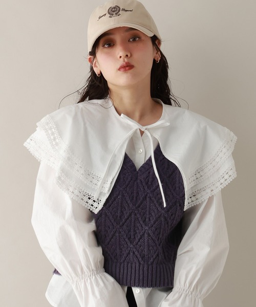 RAGEBLUE（レイジブルー）の「ダイヤ柄ニットベスト（ベスト・レディース・ネイビー/ライトグレー・FREE）」の13枚目の写真