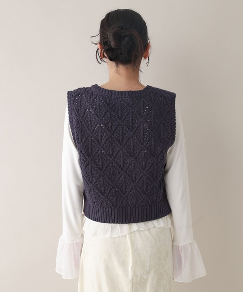RAGEBLUE（レイジブルー）の「ダイヤ柄ニットベスト（ベスト・レディース・ネイビー/ライトグレー・FREE）」の18枚目の写真