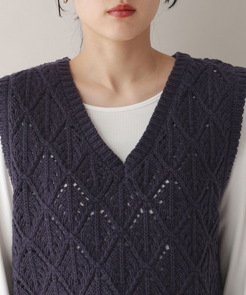 RAGEBLUE（レイジブルー）の「ダイヤ柄ニットベスト（ベスト・レディース・ネイビー/ライトグレー・FREE）」の19枚目の写真