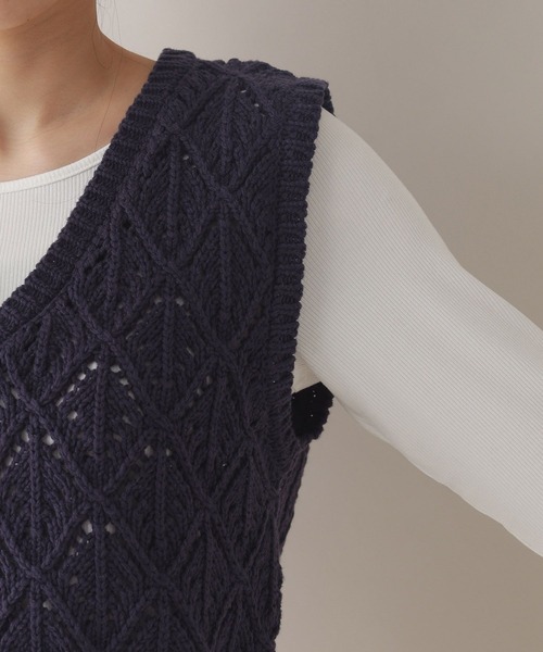 RAGEBLUE（レイジブルー）の「ダイヤ柄ニットベスト（ベスト・レディース・ネイビー/ライトグレー・FREE）」の20枚目の写真