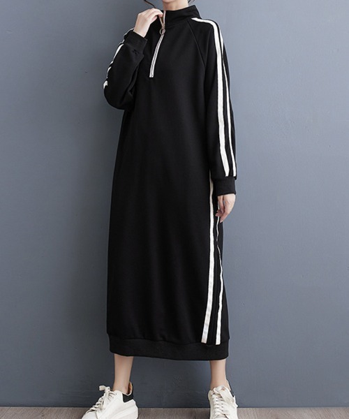 SallyLunn(サリーラン)の「ハーフジップトラックワンピース(ワンピース・レディース・スミクロ・MEDIUM/LARGE/X-LARGE)」の4枚目の写真
