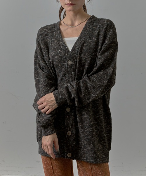 Lipoy(リポイ)の「ミックスカラー ニットソー オーバーサイズ カーディガン(カーディガン/ボレロ・レディース・ブラック/カーキ・FREE)」の10枚目の写真