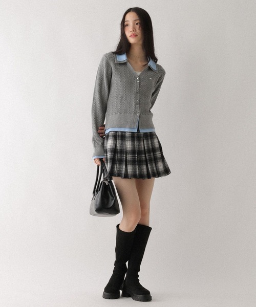 Heather（ヘザー）の「ダブルカラーケーブルニット　636792（ニット/セーター・レディース・グレー/ベージュ/ネイビー・FREE）」の5枚目の写真