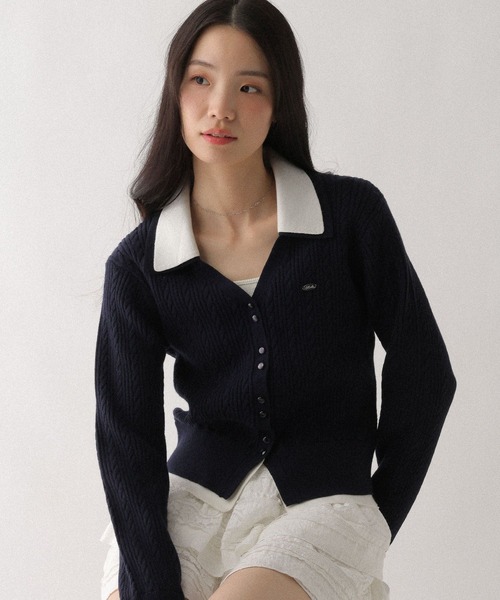 Heather（ヘザー）の「ダブルカラーケーブルニット　636792（ニット/セーター・レディース・グレー/ベージュ/ネイビー・FREE）」の16枚目の写真