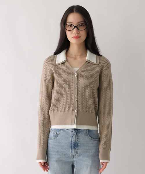 Heather（ヘザー）の「ダブルカラーケーブルニット　636792（ニット/セーター・レディース・グレー/ベージュ/ネイビー・FREE）」の18枚目の写真