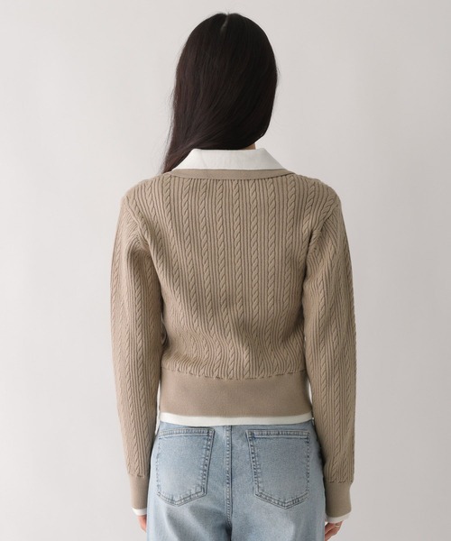 Heather（ヘザー）の「ダブルカラーケーブルニット　636792（ニット/セーター・レディース・グレー/ベージュ/ネイビー・FREE）」の20枚目の写真