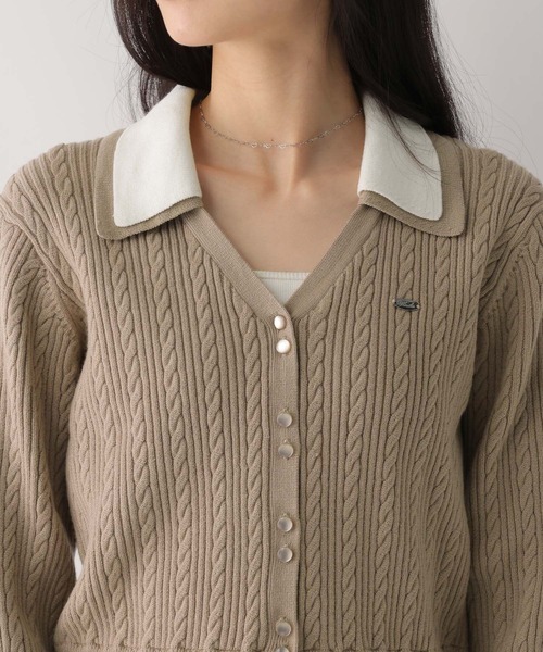 Heather（ヘザー）の「ダブルカラーケーブルニット　636792（ニット/セーター・レディース・グレー/ベージュ/ネイビー・FREE）」の21枚目の写真