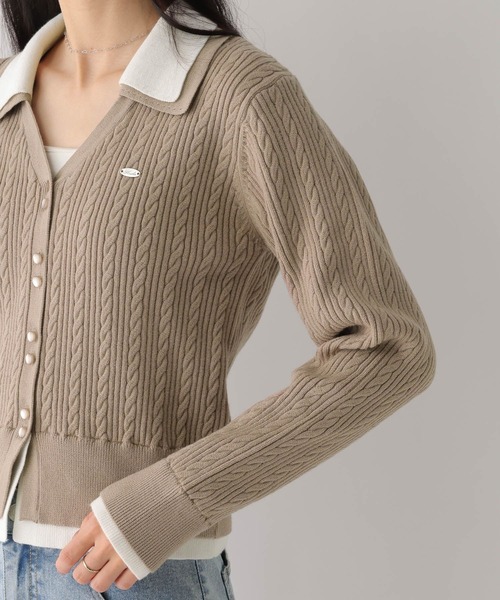 Heather（ヘザー）の「ダブルカラーケーブルニット　636792（ニット/セーター・レディース・グレー/ベージュ/ネイビー・FREE）」の10枚目の写真