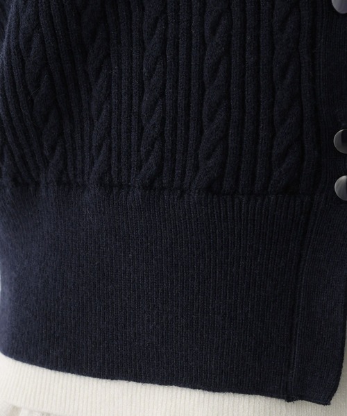 Heather（ヘザー）の「ダブルカラーケーブルニット　636792（ニット/セーター・レディース・グレー/ベージュ/ネイビー・FREE）」の8枚目の写真
