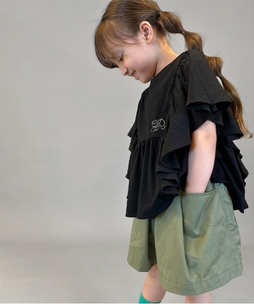 GROOVY COLORS（グルービーカラーズ）の「Butterfly-sleeve Tee（Tシャツ/カットソー・キッズ・ブラック・125/115）」の4枚目の写真