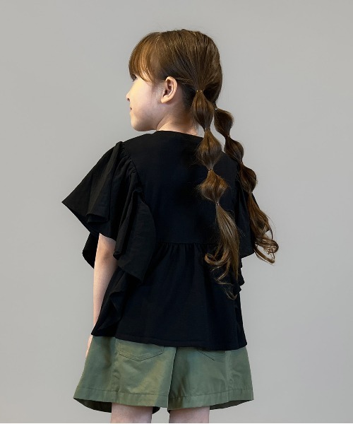 GROOVY COLORS（グルービーカラーズ）の「Butterfly-sleeve Tee（Tシャツ/カットソー・キッズ・ブラック・125/115）」の5枚目の写真