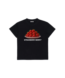 (w)ストロベリー ベリー クロップTシャツ (BLACK)