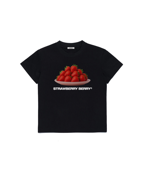 COSO(コソ)の「(w)ストロベリー ベリー クロップTシャツ (BLACK)(Tシャツ/カットソー・レディース・ブラック・M/S)」の1枚目の写真
