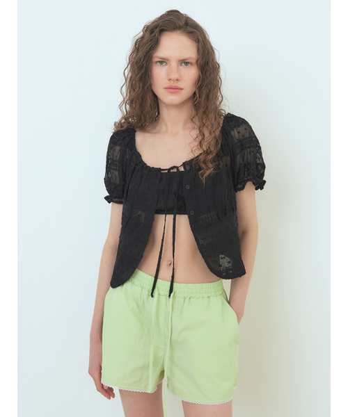 ETMON（エトモン）の「Wrinkle Flower Blouse Black（シャツ/ブラウス・レディース・その他・FREE）」の2枚目の写真