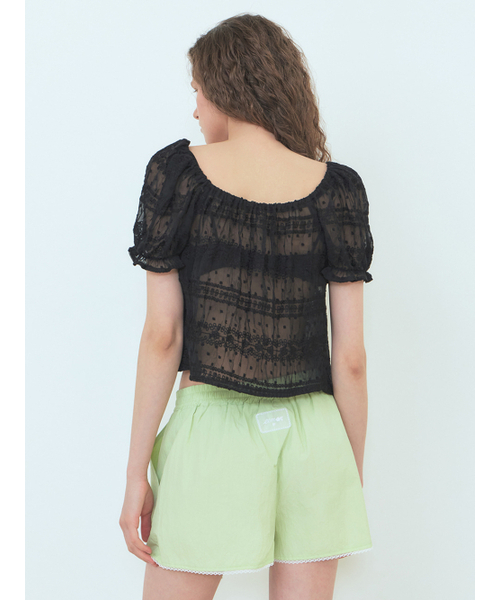ETMON（エトモン）の「Wrinkle Flower Blouse Black（シャツ/ブラウス・レディース・その他・FREE）」の3枚目の写真