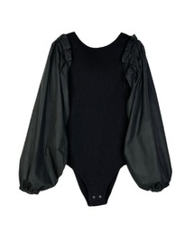 volume sleeve rib body suit