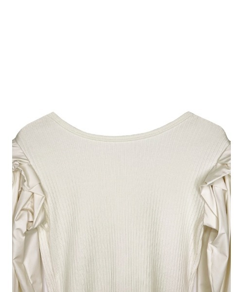 HONEY MI HONEY（ハニーミーハニー）の「volume sleeve rib body suit（Tシャツ/カットソー・レディース・オフホワイト/ブラック・FREE）」の5枚目の写真