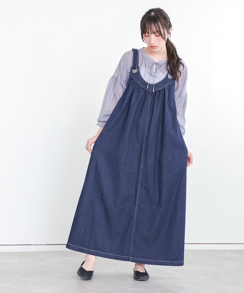 n'OrLABEL(ノアールレーベル)の「デニムジャンパースカート(ジャンパースカート・レディース・ブルー/インディゴブルー・1/2)」の5枚目の写真