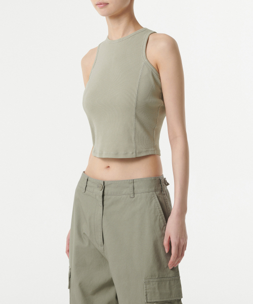 MUSINSA STANDARD WOMAN（ムシンサスタンダードウーマン）の「ウィメンズリブドピグメントレーサーバックタンクトップ[セージ]（Tシャツ/カットソー・レディース・その他・LARGE/MEDIUM/SMALL/X-SMALL）」の2枚目の写真