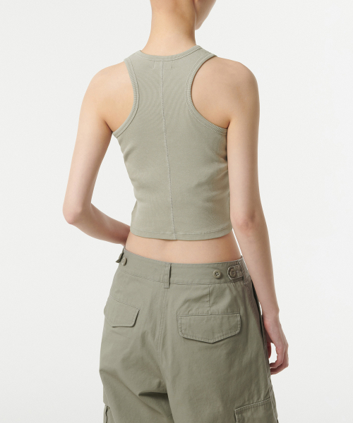MUSINSA STANDARD WOMAN（ムシンサスタンダードウーマン）の「ウィメンズリブドピグメントレーサーバックタンクトップ[セージ]（Tシャツ/カットソー・レディース・その他・LARGE/MEDIUM/SMALL/X-SMALL）」の3枚目の写真