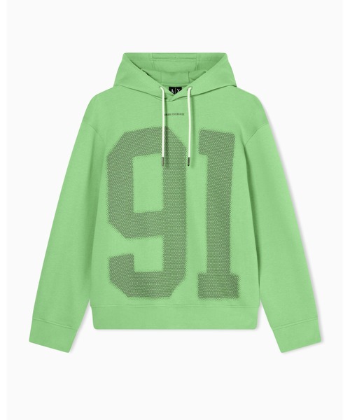 ARMANI EXCHANGE（アルマーニエクスチェンジ）の「【A|X アルマーニ エクスチェンジ】91ロゴ フーデッドスウェットプルオーバー（スウェット・メンズ・ホワイト/グリーン・LARGE/MEDIUM/SMALL/X-LARGE/X-SMALL/XX-LARGE）」の2枚目の写真