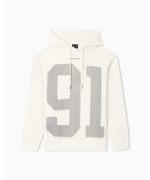 ARMANI EXCHANGE（アルマーニエクスチェンジ）の「【A|X アルマーニ エクスチェンジ】91ロゴ フーデッドスウェットプルオーバー（スウェット・メンズ・ホワイト/グリーン・LARGE/MEDIUM/SMALL/X-LARGE/X-SMALL/XX-LARGE）」の5枚目の写真