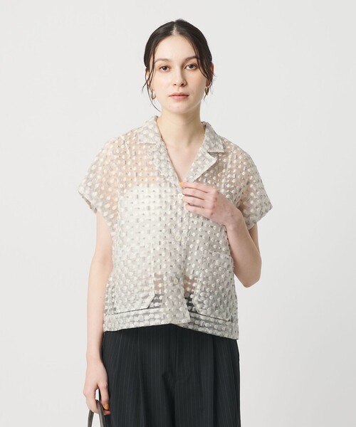 BEAUTY&YOUTH UNITED ARROWS(ビューティーアンドユースユナイテッドアローズ)の「シアージャガード ショートスリーブ シャツ(シャツ/ブラウス・レディース・ライトグレー/ブラック・FREE)」の4枚目の写真