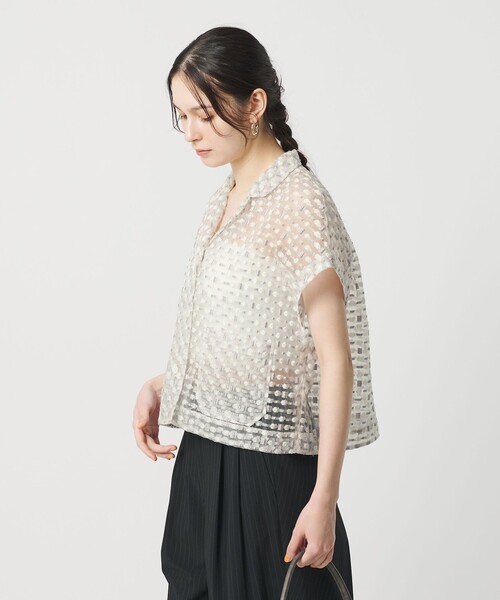 BEAUTY&YOUTH UNITED ARROWS(ビューティーアンドユースユナイテッドアローズ)の「シアージャガード ショートスリーブ シャツ(シャツ/ブラウス・レディース・ライトグレー/ブラック・FREE)」の5枚目の写真