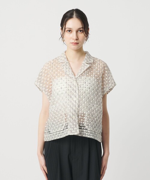 BEAUTY&YOUTH UNITED ARROWS(ビューティーアンドユースユナイテッドアローズ)の「シアージャガード ショートスリーブ シャツ(シャツ/ブラウス・レディース・ライトグレー/ブラック・FREE)」の7枚目の写真