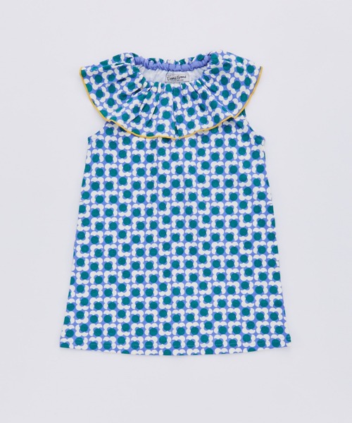 Ocean&Ground（オーシャン&グラウンド）の「ﾚﾄﾛﾊﾟﾀｰﾝﾌﾘﾙｶﾗｰﾜﾝﾋﾟｰｽ（ワンピース・キッズ・パープル/グリーン/イエロー・120/110/100/90/140/130）」の3枚目の写真