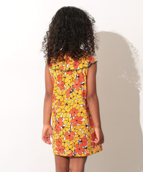 Ocean&Ground（オーシャン&グラウンド）の「ﾚﾄﾛﾊﾟﾀｰﾝﾌﾘﾙｶﾗｰﾜﾝﾋﾟｰｽ（ワンピース・キッズ・パープル/グリーン/イエロー・120/110/100/90/140/130）」の11枚目の写真