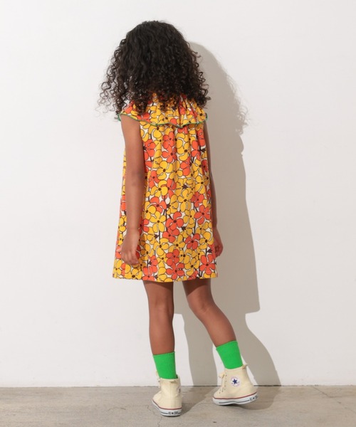 Ocean&Ground（オーシャン&グラウンド）の「ﾚﾄﾛﾊﾟﾀｰﾝﾌﾘﾙｶﾗｰﾜﾝﾋﾟｰｽ（ワンピース・キッズ・パープル/グリーン/イエロー・120/110/100/90/140/130）」の13枚目の写真